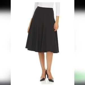Kikiriki Black Elegant Black Midi A-Line Lola Skirt Pleats Full Skirt High Waist